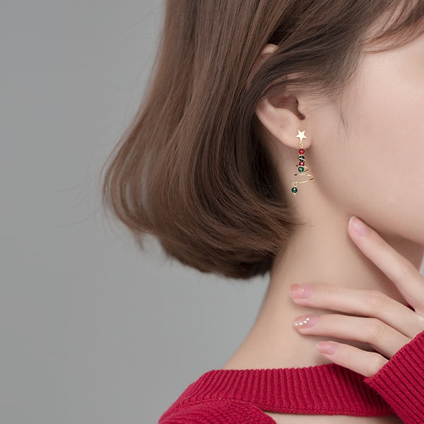 Christmas Tree Rose Gold Earring